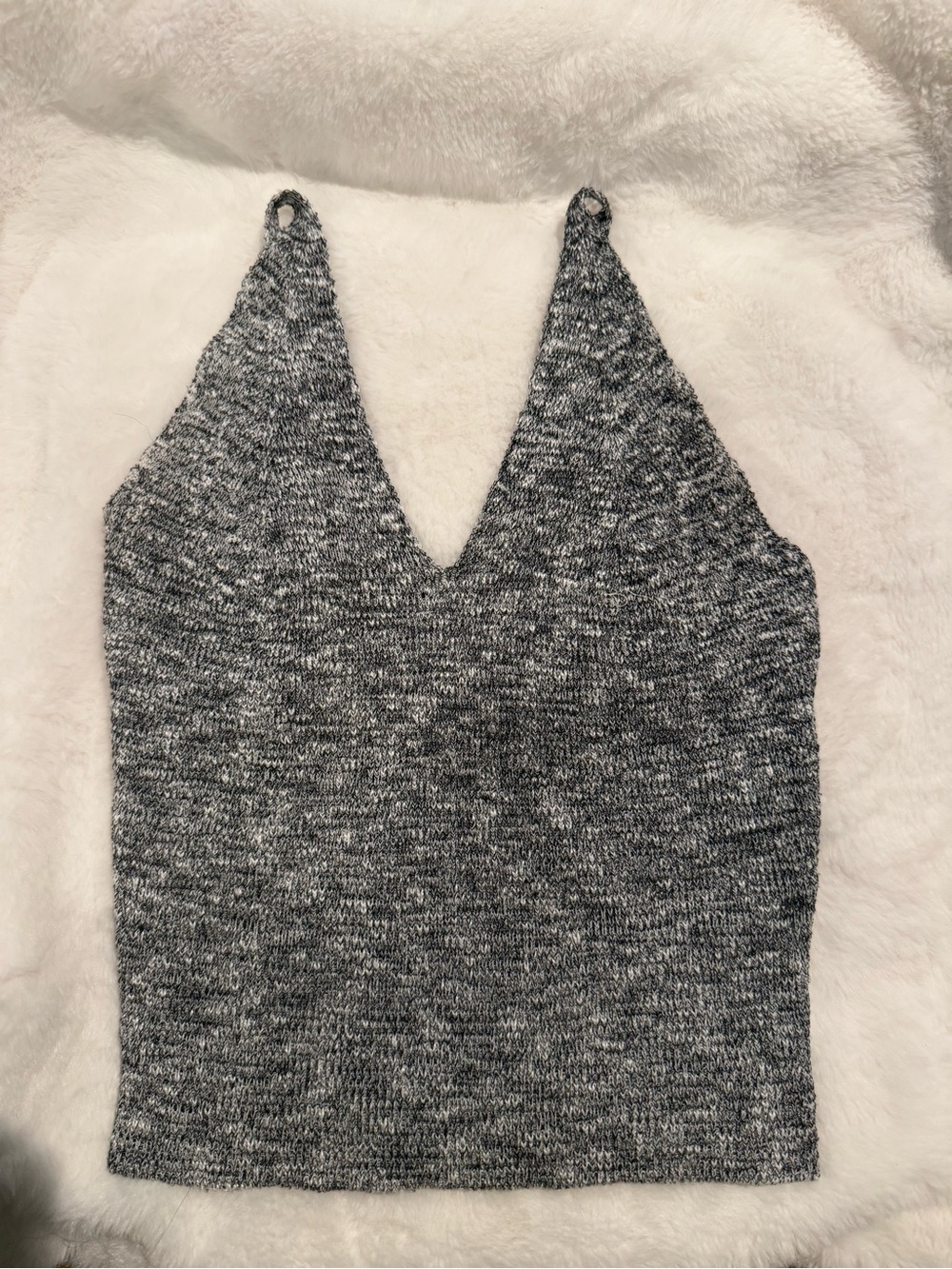 V-Neck Knit Camisole Tank Top in Heather Gray